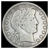 1908-D Silver Barber Half Dollar LIGHTLY CIRCULATE