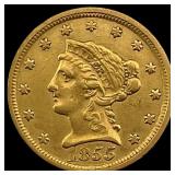 1855 Liberty Head Gold $2.50 Quarter Eagle NEARLY