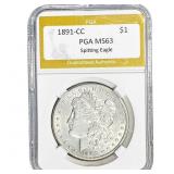 1891-CC Morgan Silver Dollar PGA MS63 Spit Eagle