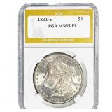 1891-S Morgan Silver Dollar PGA MS65 PL