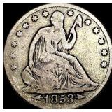 1853 Arrows/Rays Seated Liberty Half Dollar  NICE