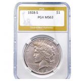 1928-S Silver Peace Dollar PGA MS63