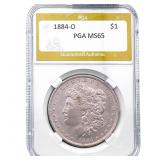 1884-O Morgan Silver Dollar PGA MS65
