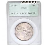 1945 Walking Liberty Half Dollar PCGS MS63 Rattler