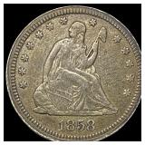1858 Seated Liberty Quarter NEARLY UNCIRCULATED