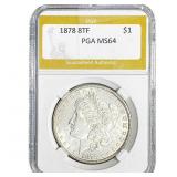 1878 8TF Morgan Silver Dollar PGA MS64