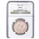 1943-D Walking Liberty Half Dollar NGC MS65