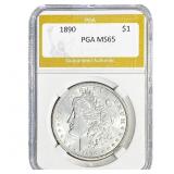 1890 Morgan Silver Dollar PGA MS65