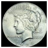 1924-S Silver Peace Dollar CHOICE AU