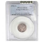 1941-S Mercury Silver Dime PCGS VF35 FS-511