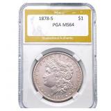 1878-S Morgan Silver Dollar PGA MS64
