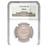 1936 York Half Dollar NGC MS65