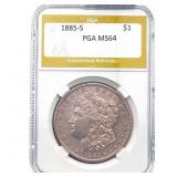 1885-S Morgan Silver Dollar PGA MS64