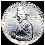 1921 Silver Pilgrim Tercentenary Half Dollar  UNC