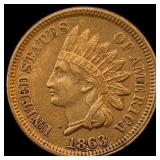 1863 Bronze Indian Head Cent CLOSELY UNCIRCULATED