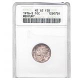 1916-S Mercury Silver Dime ANACS MS62