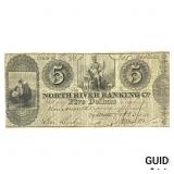 1840 $5 North River Banking Co. New York 6