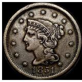 1851 Braided Hair Large Cent NEARLY  UNCIRCULATED