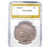 1934-D Silver Peace Dollar PGA MS64