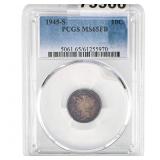 1945 Mercury Silver Dime PCGS MS65 FB