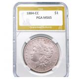 1884-CC Morgan Silver Dollar PGA MS65