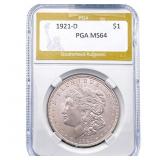 1921-D Morgan Silver Dollar PGA MS64