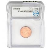 2010-D Lincoln Shield Cent ICG MS67+ RD