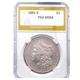 1881-S Morgan Silver Dollar PGA MS65