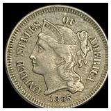 1865 Nickel Three-Cent Piece NEARLY UNCIRCULATED
