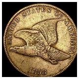 1858 Copper-Nickel Flying Eagle Cent NEARLY UNCIRC