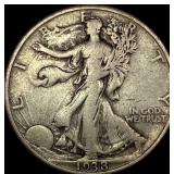 1938-D Silver Walking Liberty Half Dollar  LIGHTL
