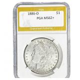 1886-O Morgan Silver Dollar PGA MS62+