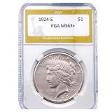 1924-S Silver Peace Dollar PGA MS63+