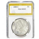 1880-S Morgan Silver Dollar PGA MS65