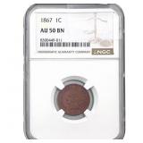1867 Indian Head Cent NGC AU50 BN