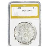 1891 Morgan Silver Dollar PGA MS65