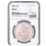 1892 Morgan Silver Dollar NGC AU55