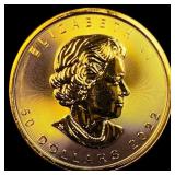 2022 Gold 1 oz Canadian Maple Leaf $50 SUPERB GEM