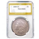 1884-CC Morgan Silver Dollar PGA MS65