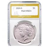 1924-S Silver Peace Dollar PGA MS63+