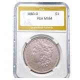 1880-O Morgan Silver Dollar PGA MS64