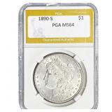 1890-S Morgan Silver Dollar PGA MS64