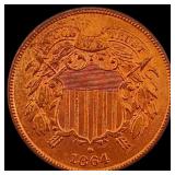 1864 Bronze Two-Cent Piece CLOSELY UNCIRCULATED