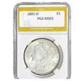 1891-O Morgan Silver Dollar PGA MS65