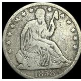 1858-O Seated Liberty Half Dollar LIGHTLY  CIRCUL