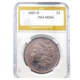 1881-O Morgan Silver Dollar PGA MS64