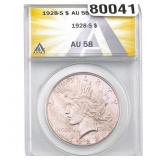 1928-S Silver Peace Dollar ANACS AU58