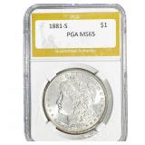 1881-S Morgan Silver Dollar PGA MS65