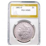 1881-O Morgan Silver Dollar PGA MS65