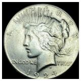 1924-S Silver Peace Dollar CHOICE AU